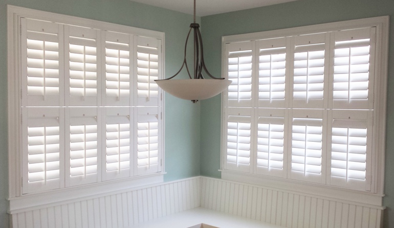 Sacramento white shutters in booth